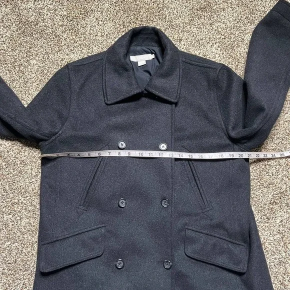 J.Crew Womens Gray Double-Breasted Wool Blend Peacoat Jacket Lined Petite Medium - Picture 3 of 9